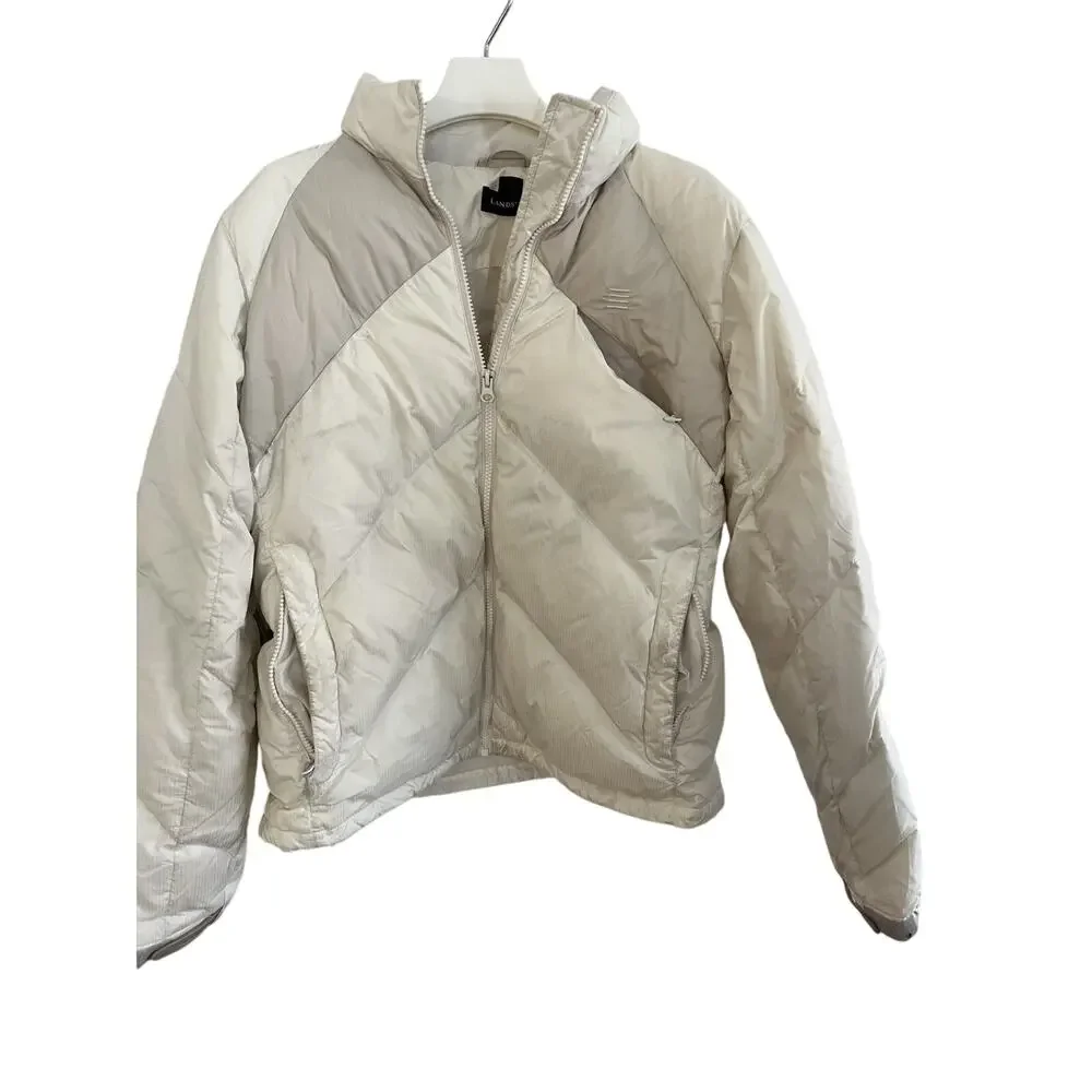 Lands End Girls Jacket Ski 10/12 Puffer Down White Cream Outdoors Athleisure